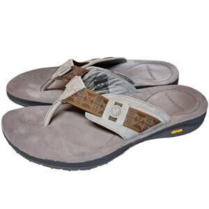 Merrell Mens vibram Rosarita flip flops leather brown suede size 9 thong sandal